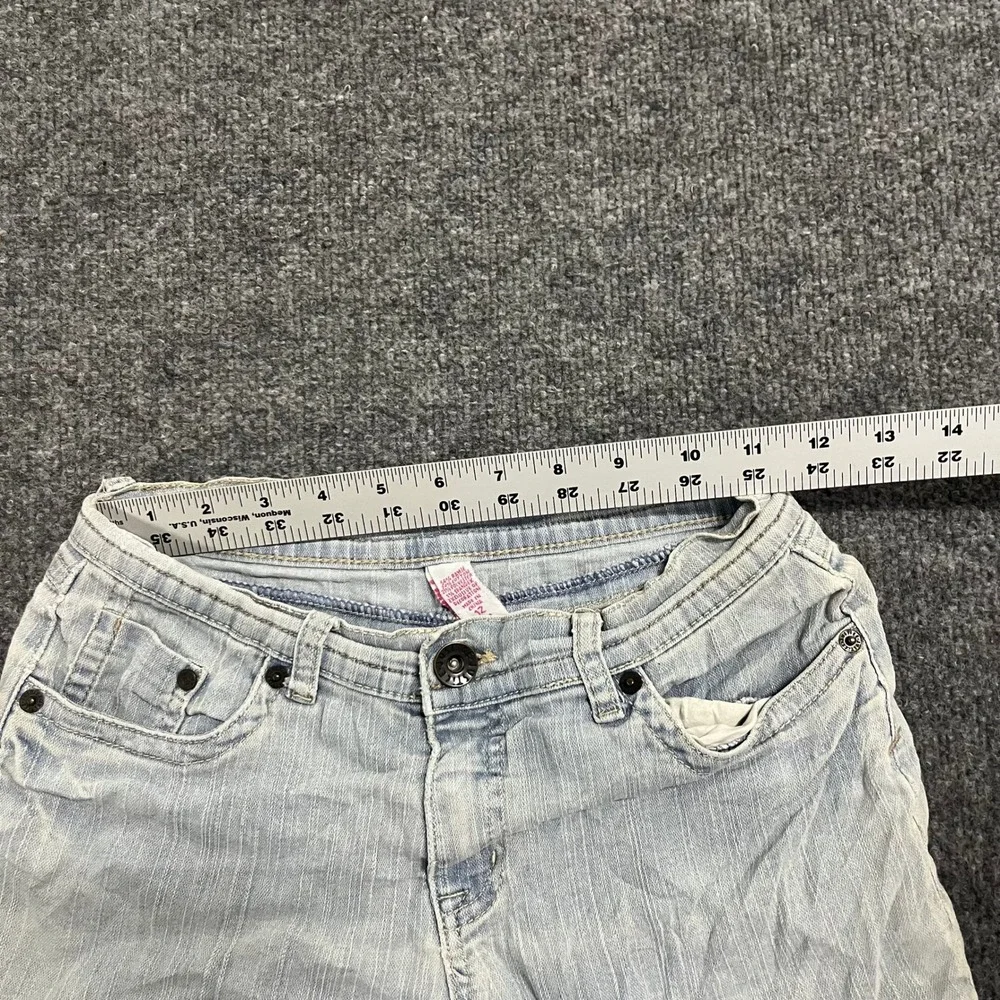 Justice Denim Shorts Girls Size 12 Light Wash Low Fit Casual Pinstripe Stretch